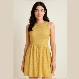 Vintage Juicy Couture Yellow Floral Silk Mini Dress Y2K Size 0